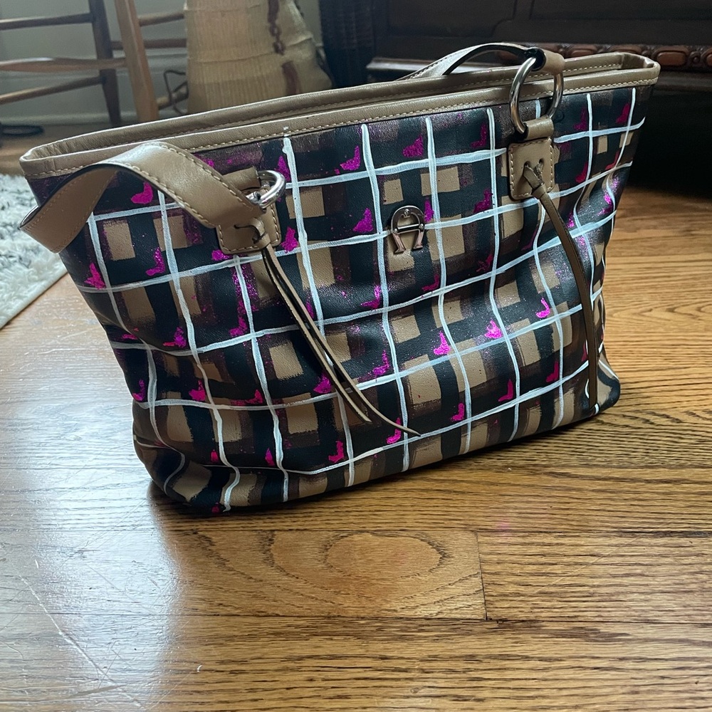 One-of-a-kind Hand Painted Etienne Aigner Leather Purse